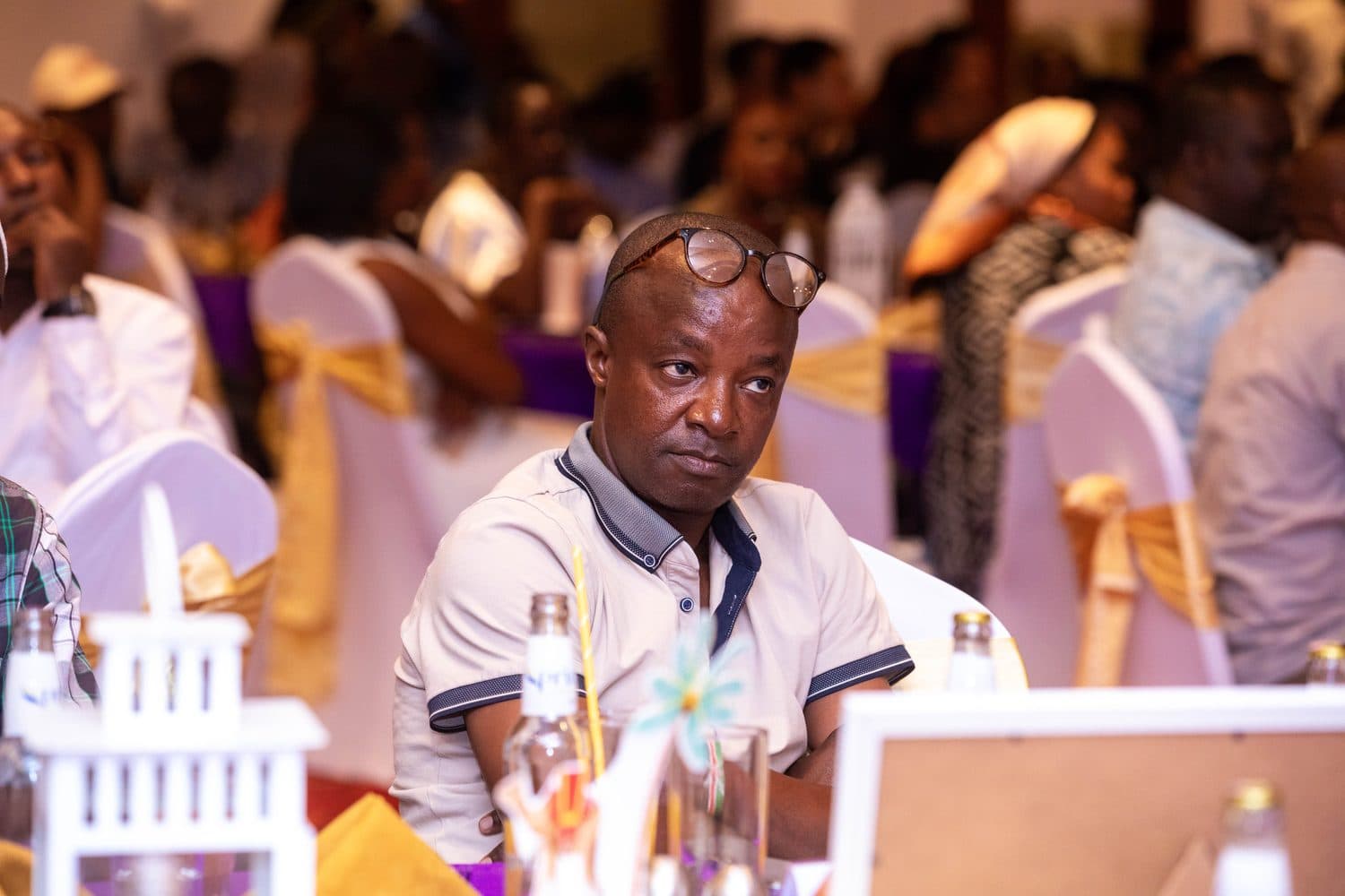 A celebration moment at a gala dinner table