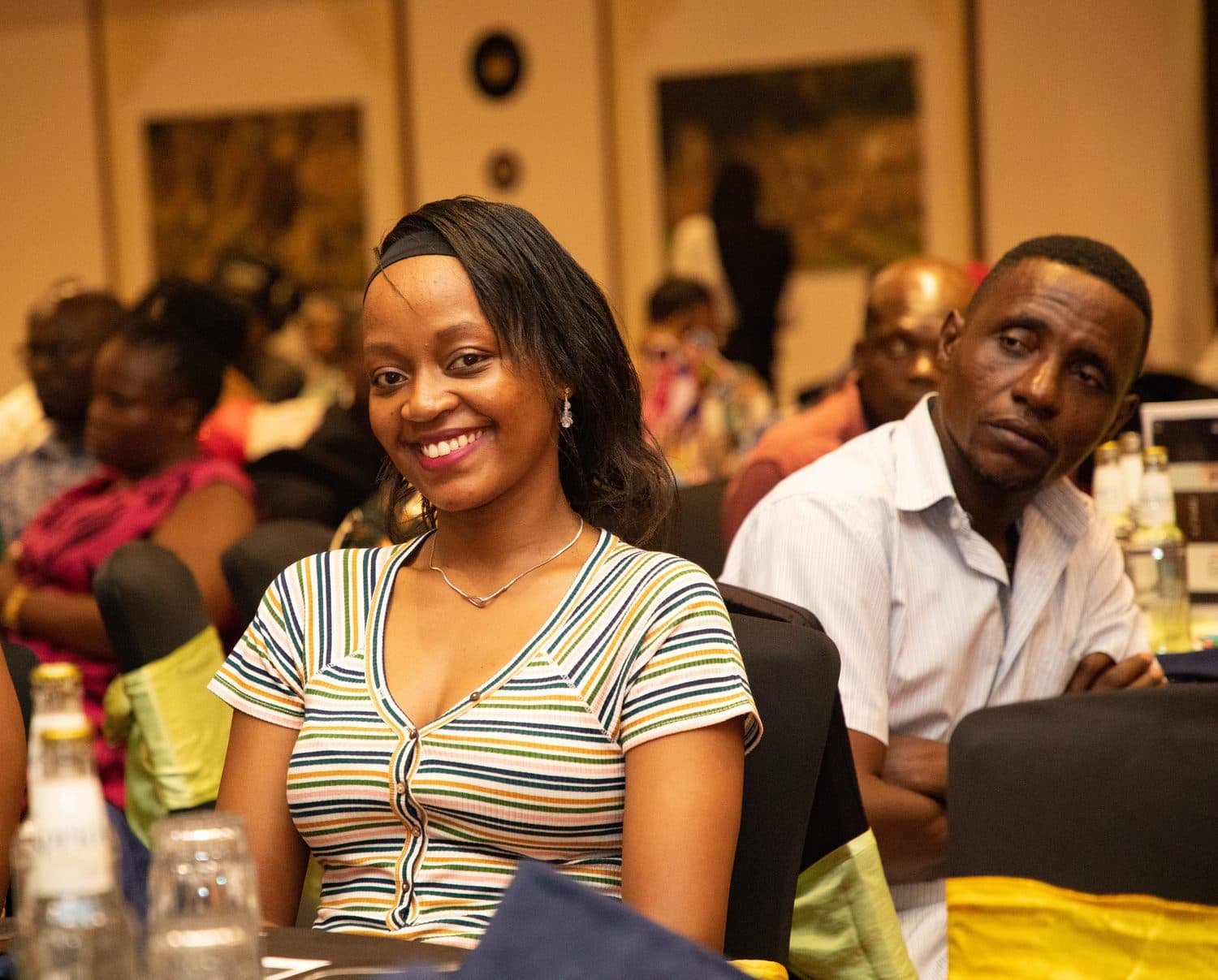 A guest smiling during the gala evening