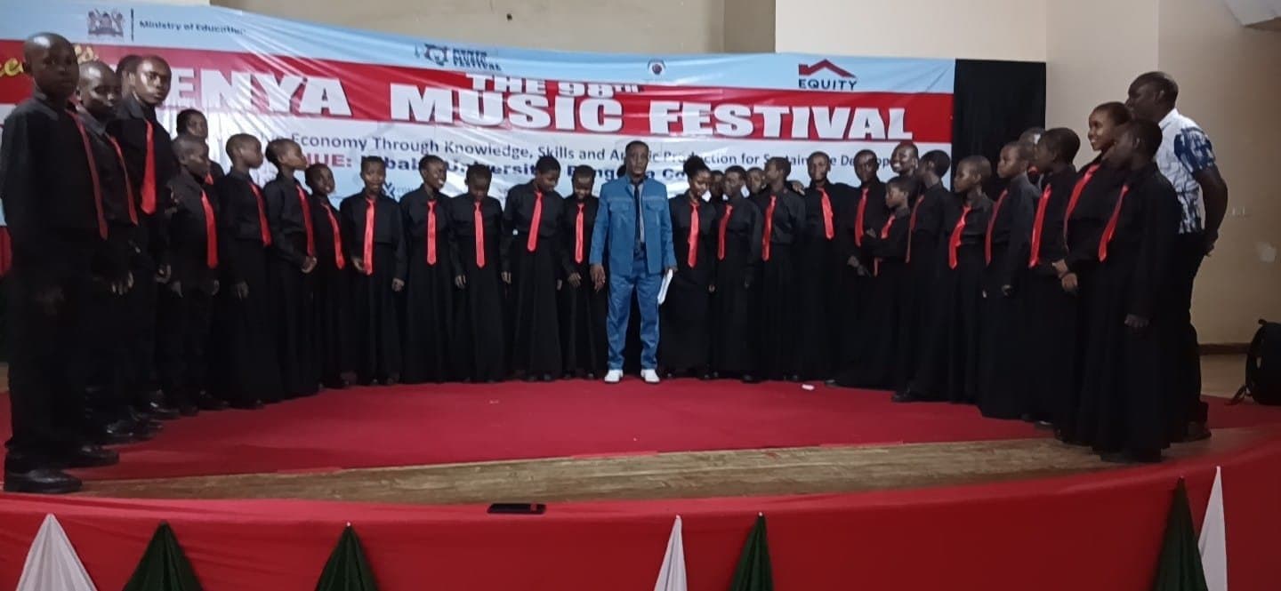 The Wema Centre choir in full voice on stage at the 98th Kenya Music Festival