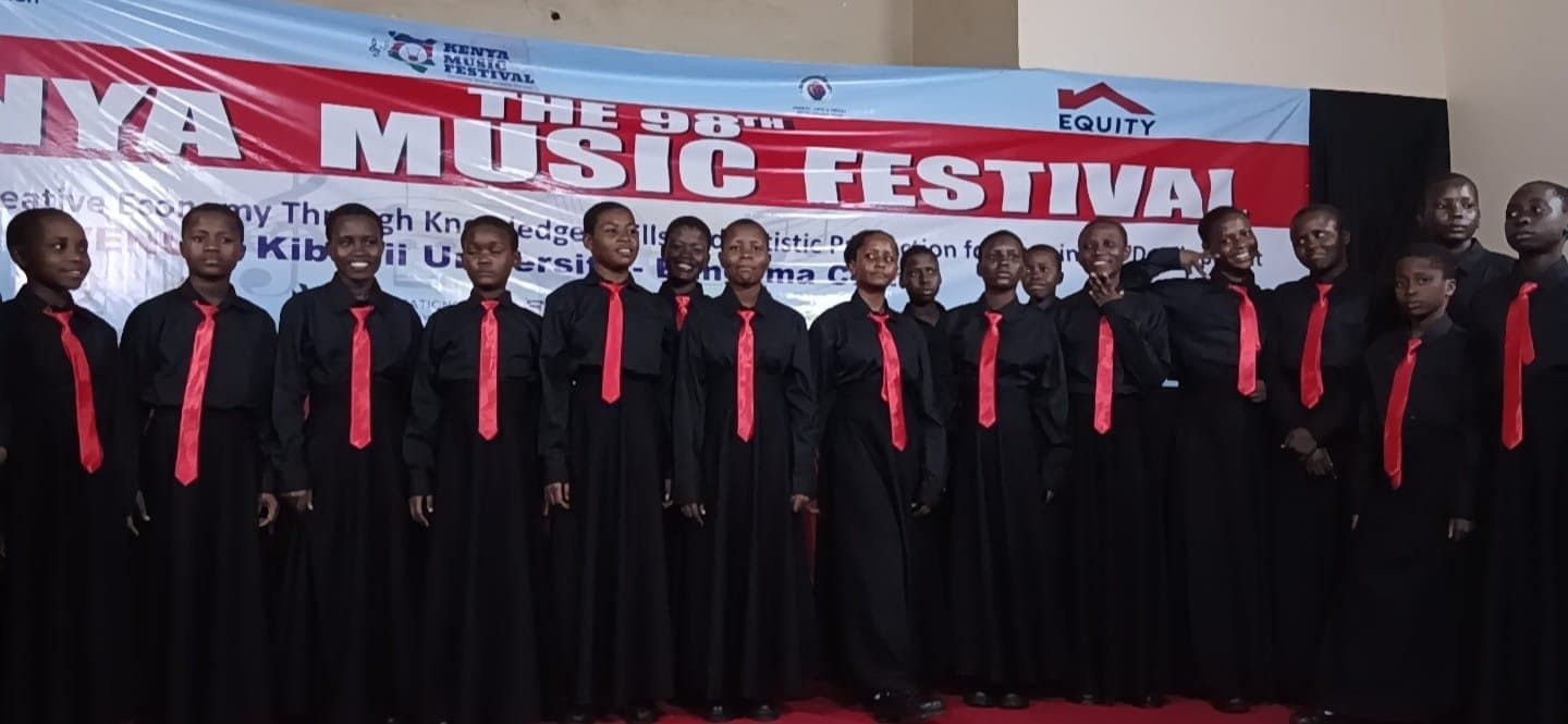 The Wema choir on the festival stage at Kibabii University